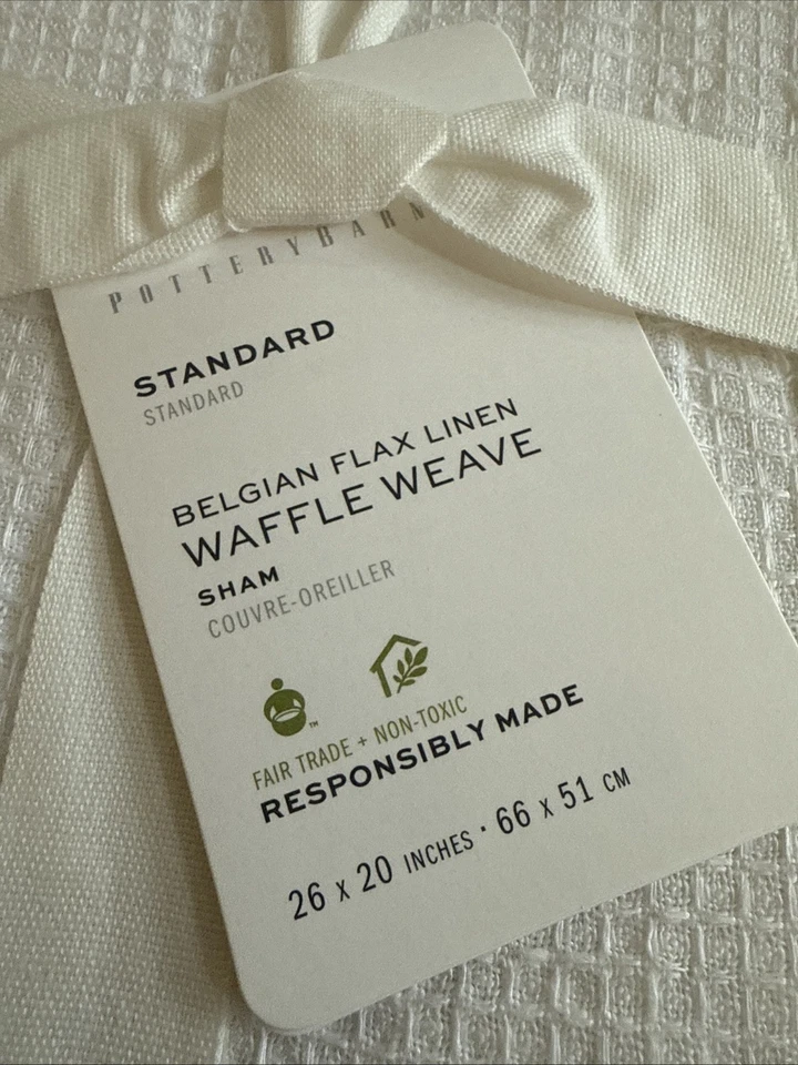 ✨2X FALSA TEJIDO GOFRE LINO BELGA GRANERO DE CERÁMICA ESTÁNDAR BLANCO NUEVO CON ETIQUETAS✨ Foto 3 de 4