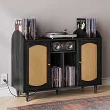 Record Player Stand, Vinyl Record Storage Cabinet - Brown