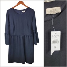 NEW LOFT size 12 Dress Ann Taylor LBD Bell Sleeve Party Professional Black