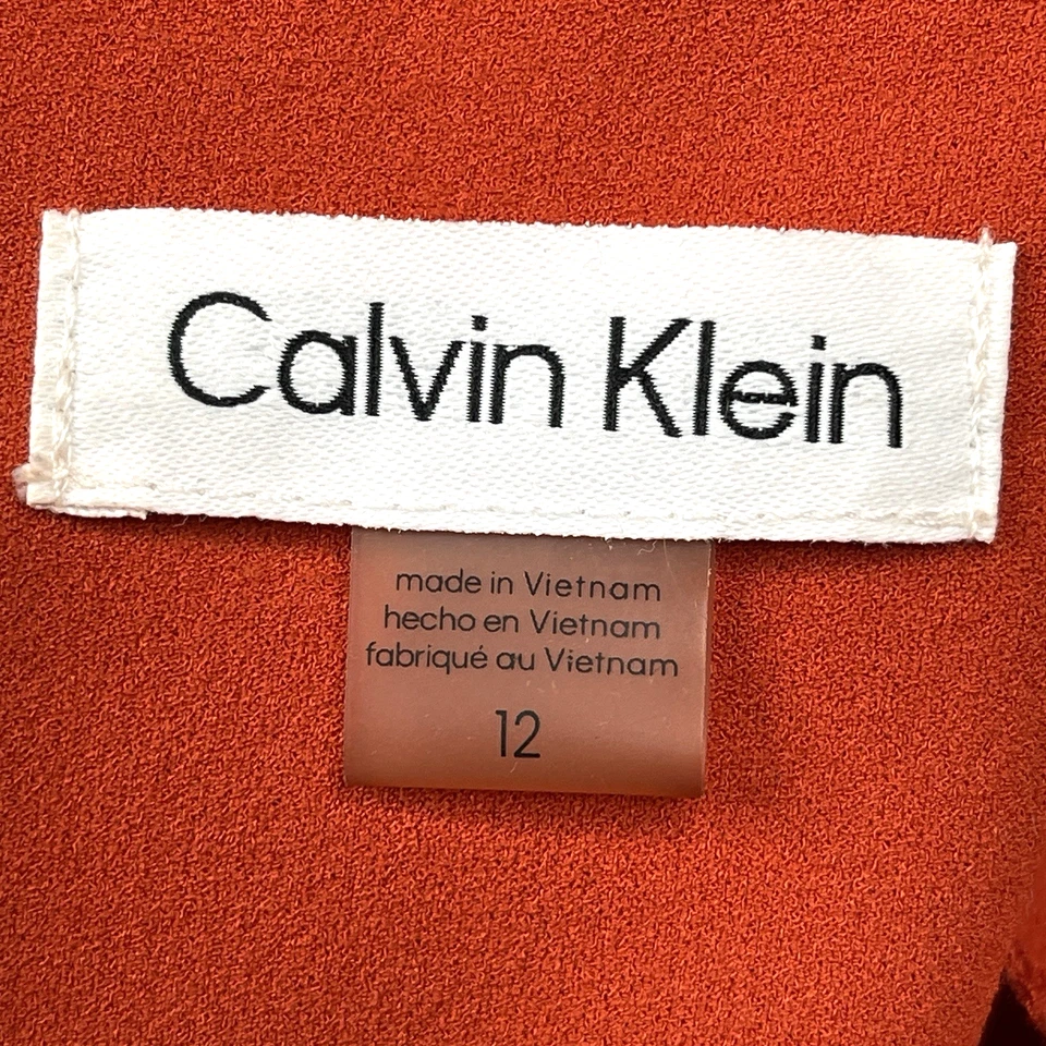 Calvin Klein Jumpsuit Womens 12 Cropped Flutter Sleeve Pockets Dark Ginger - Image 4 of 4