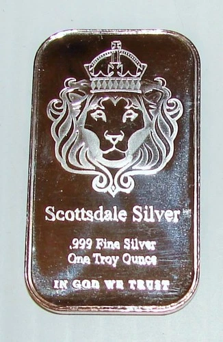 Scottsdale Silver Bar 1 OZ Troy Ounce .999 Bullion B