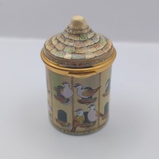 Caja de baratijas esmaltes Staffordshire palomas aviario en palomar Inglaterra hecha a mano