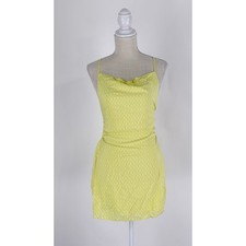 American Eagle Womens Geometric Cowl Neck Mini Dress Size Small Yellow New