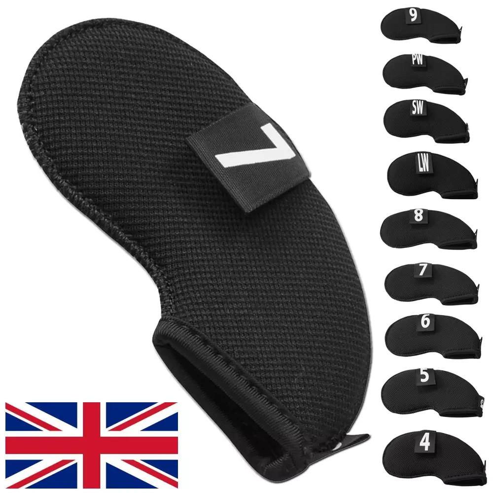 PREMIUM DELUXE NEOPRENE GOLF IRON HEAD COVERS 4-SW + FREE LOB WEDGE COVER
