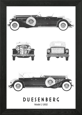 Brandneu Duesenberg Modell J 193 gerahmtes Wandbild Poster Leinwanddruck Bild