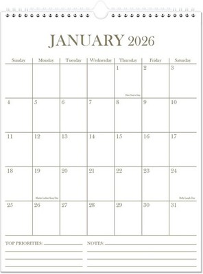 2026 Vertical Wall Calendar - 18  of Efficient Planning, 8.5'' x 11''