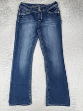 WallFlower Luscious Curvy Bootcut Jeans Juniors 13 Blue Mid Rise Stretch 31x31