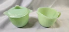 VINTAGE FIRE KING JADITE JANE RAY SUGAR BOWL w/ LID & CREAMER ~ NO CHIPS!