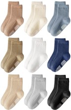 9 Pairs Toddler Boys Socks, Baby Non Slip Socks for Infant Cotton Sock with G...