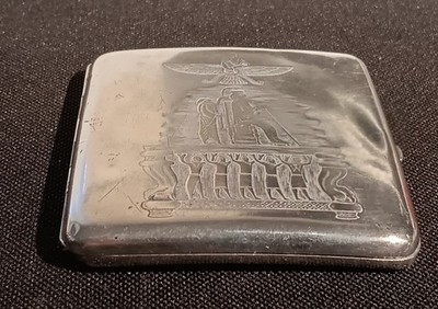 Antique Persian Faravahar Guardian Angel .925 Sterling Silver Cigarette  Case