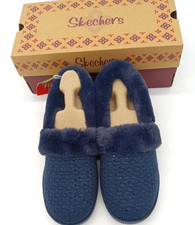 Skechers Cozy Campfire Toasty Twinklers Vegan Slippers Navy 8.5 Wide New In Box