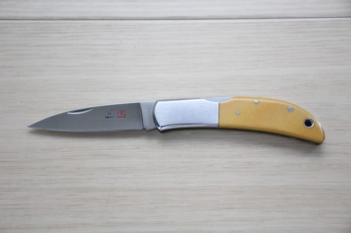 Vintage Al Mar 1002WM Hawk Yellow Micarta Griff Messer, Top Zustand X61