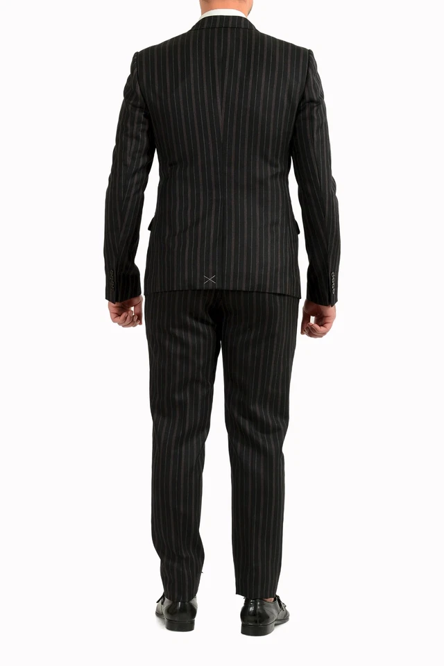 Dolce & Gabbana Men's Black 100% Wool Striped Double Breasted Three Piece Suit - Image 3 of 4