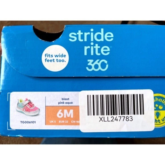 Stride Rite 360 Niñas Pequeñas Rosa Aqua Iluminado Zapatos Talla 6M Ajuste Ancho Nuevos con Etiquetas Foto 2 de 4
