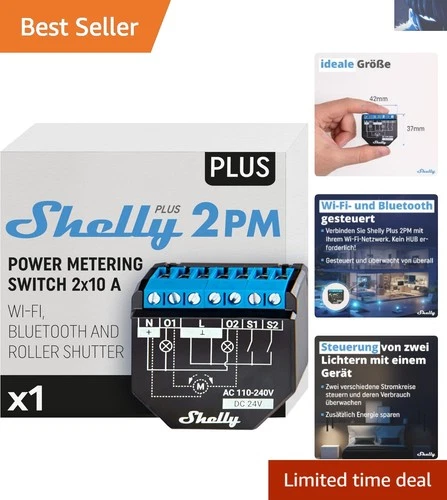 Shelly Plus 2PM | Wlan & Bluetooth 2 Kanäle Smart Relais Schalter 2 Geräte mit 1