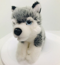 FAO Toys R Us Gray White Husky Puppy Dog 7" Plush Blue Eyes Realistic 2014