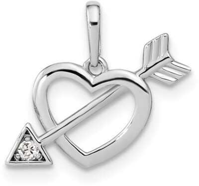 14K White Gold Cut-out Heart with Arrow CZ Pendant