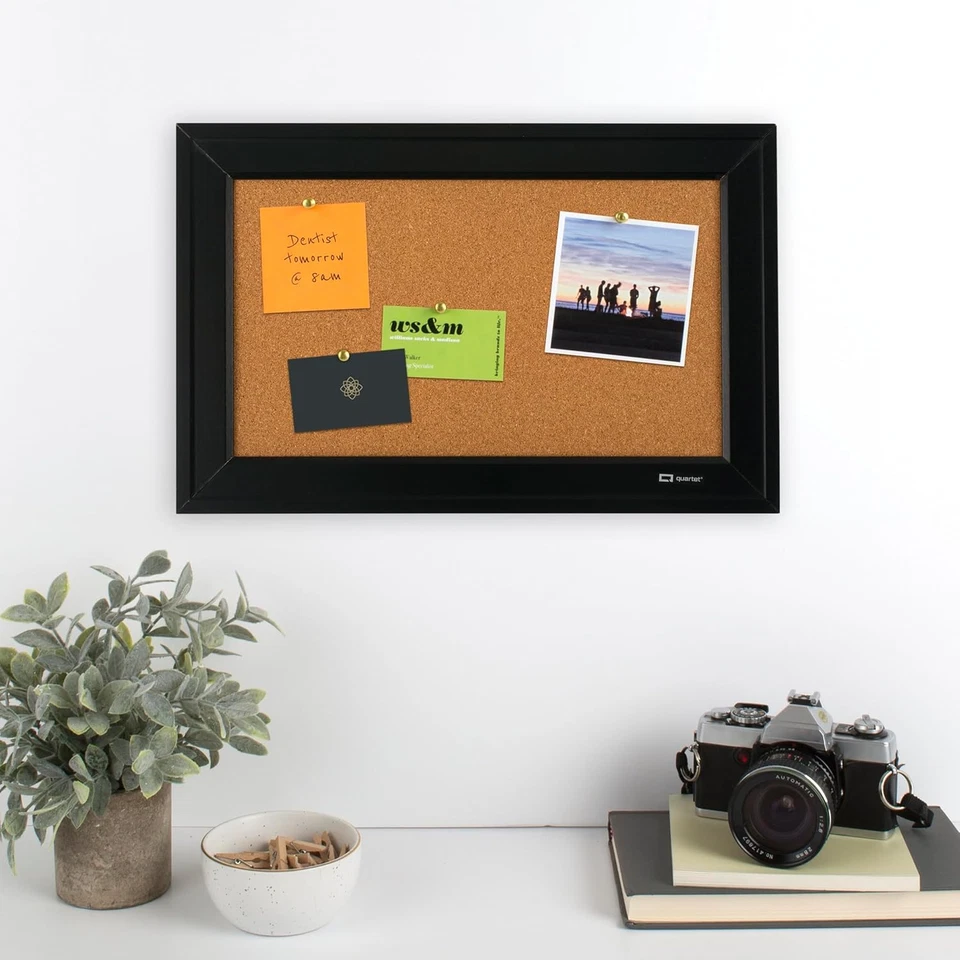 Quartet Cork Bulletin Board, Framed Corkboard, 11” X 17”, Black Frame, Message B - Image 2 of 4