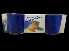 New in box Rare Vtg COBALT BLUE LUMINARC Rabane FRANCE 9 1/4 Oz. TUMBLERS