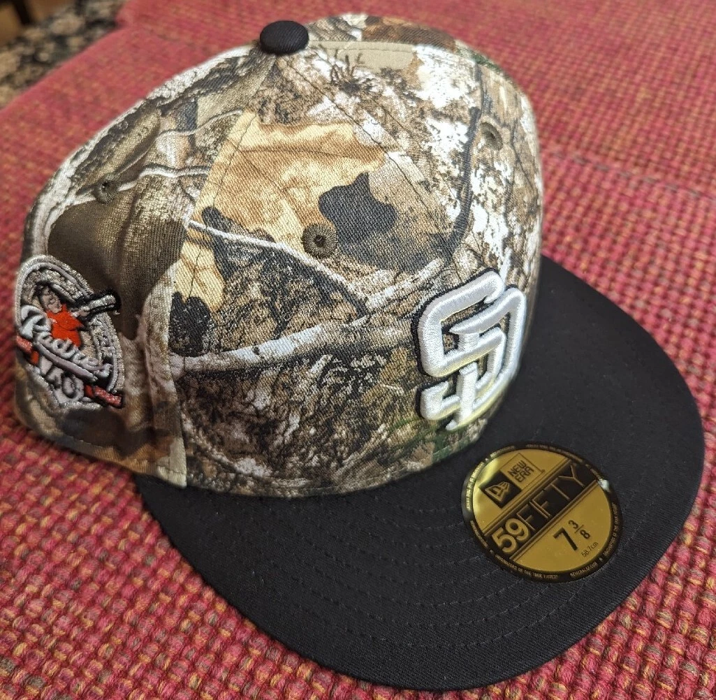 San Diego Padres 🔥 Camo Real Tree Edge Hat 7 3/8 Gray UV 40th Patch Cap  59Fifty