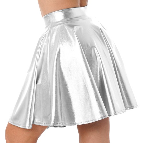 Women's Holographic Mini Skirt Clubwear Party Dance Metallic Pleated Skirts - Picture 104 of 154