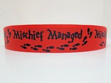Harry Potter Mischief Managed, Red Grosgrain Ribbon 7/8" By the yard NEW