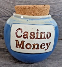 Tumbleweed Pottery 5" Ceramic Casino Money Jar With Cork Lid