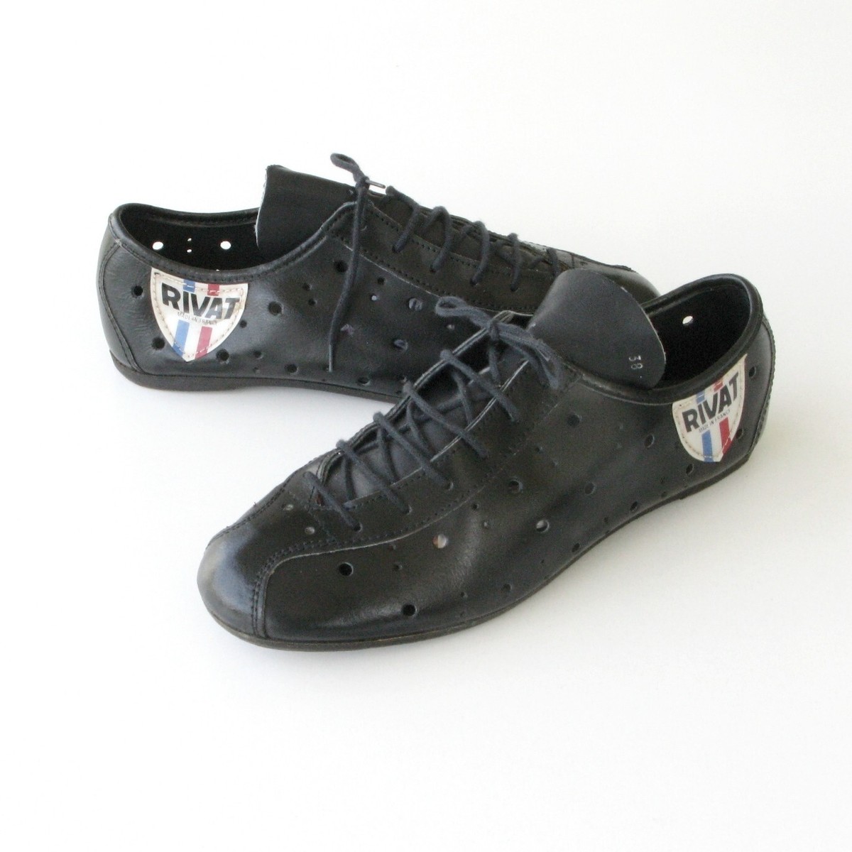 Chaussures Cyclisme Vintage Rivat - Années 50/60 - Taille 38 - Tout Cuir - Made In France (TBE)
