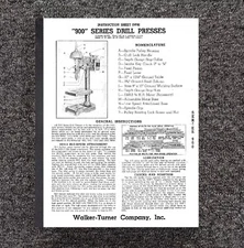 Operator Instruction & Parts Manual Fits WALKER TURNER 900 Series Drill Press