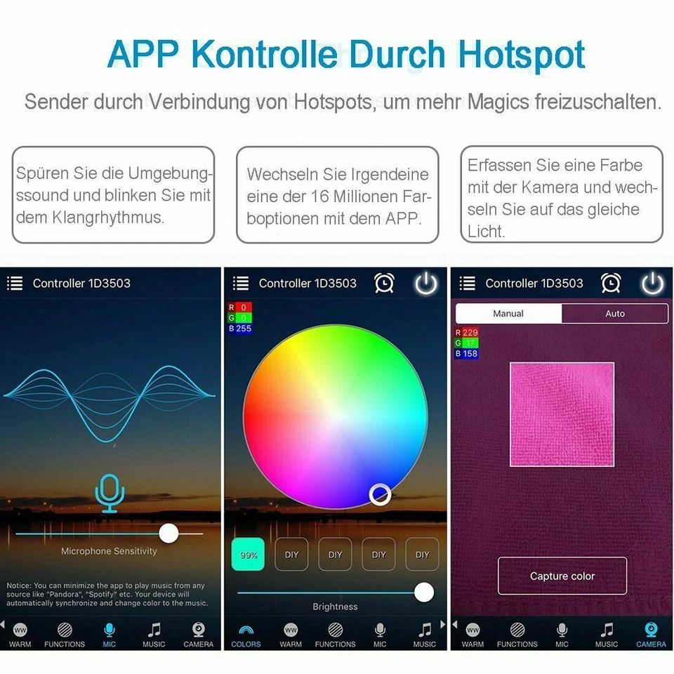 WIFI Bluetooth Musik Controller Remote Fernbedienung für 12V 24V RGB LED Stripe - Bild 4 von 4