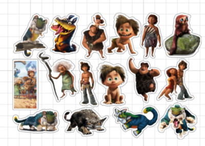 32 Stück holografische Croods Aufkleber Größe wählbar 3-4 cm oder 4-6 cm animierte Sticker