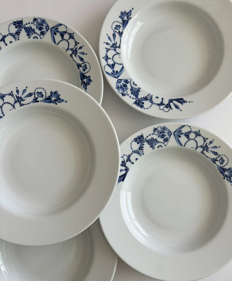 Juego de 6 cuencos de pasta sopa IKEA Promenad azul y blanco hechos en pavo  Foto 3 de 4