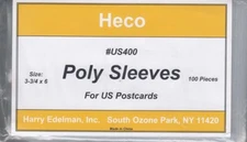 100 Poly Sleeves For US Postcards By HECO US400 New Protection Bags 3.75x6 Inch