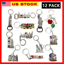 12 Pack New York City Silver Metal Keychains NYC KeyRing Souvenir Gift Set