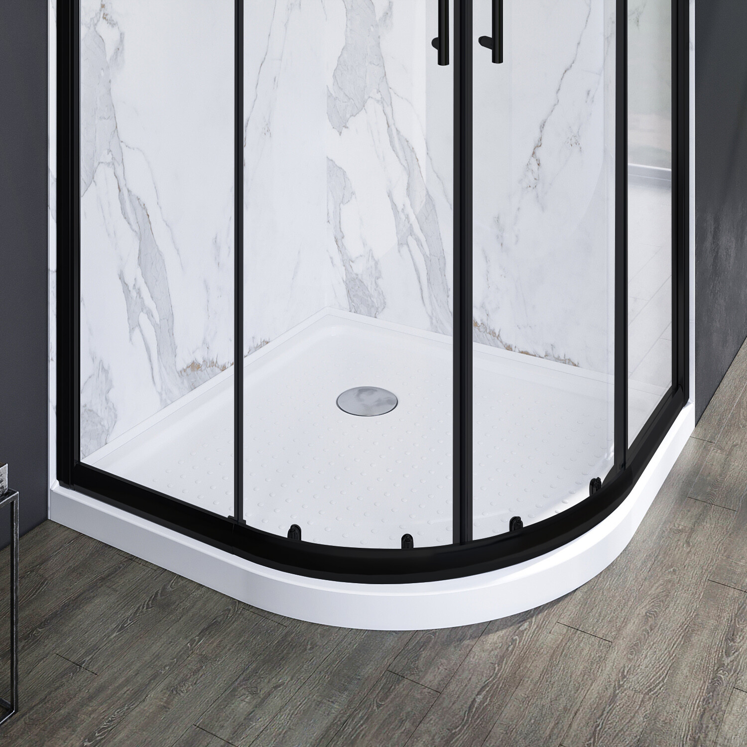 SUNNY SHOWER Sliding Shower Door NeoRound Corner Shower Enclosure
