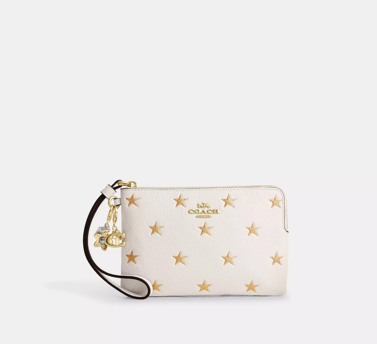 COACH Boxed Corner Zip Wristlet W/Star Print & Charms CX174 RETAIL