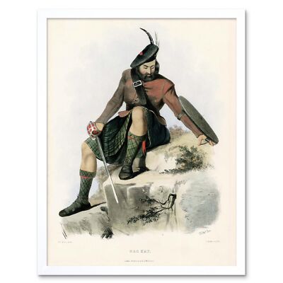 Painting Portrait Highland Clan Scotland Tartan Mackay 12X16 Inch Framed Print
