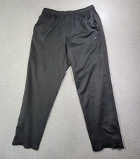 VTG Nike Track Pants Mens XL Black Straight Leg Ankle Zip Workout Swoosh Logo