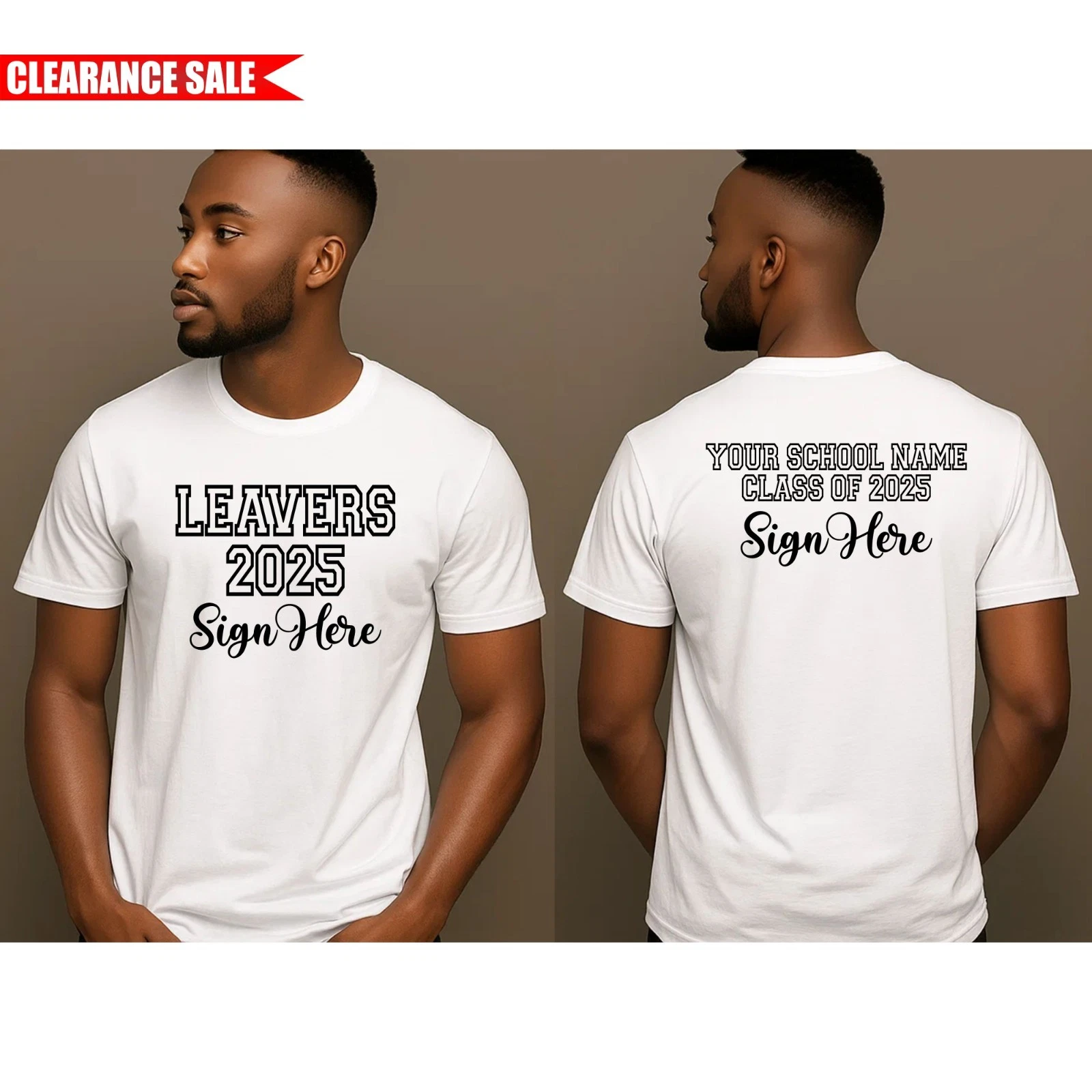 Personalised School Leavers 2025 T Shirt Unisex Gift Your School Name Printed T