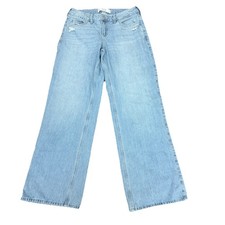 Hollister Jeans Womens 8L Low-Rise Baggy Wide-Leg Distressed Actually 32x33 