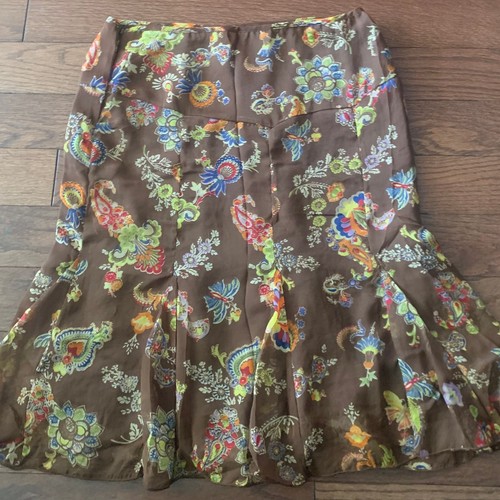 PARALLEL Y2K 90s Brown Floral Paisley Flared Skirt • Size 10 • Boho / Festiv - Picture 6 of 6