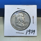 1959 Franklin Half Dollar 50C Philadelphia Business Strike 90% Silver U.S. Coin