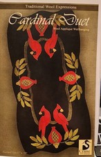 Wool Cardinal Wall Hanging Kit 11x22, Pattern and Wool