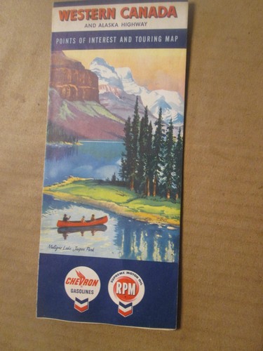 Chevron Highway Road Map of Western Canada and Alaska Highway 1961