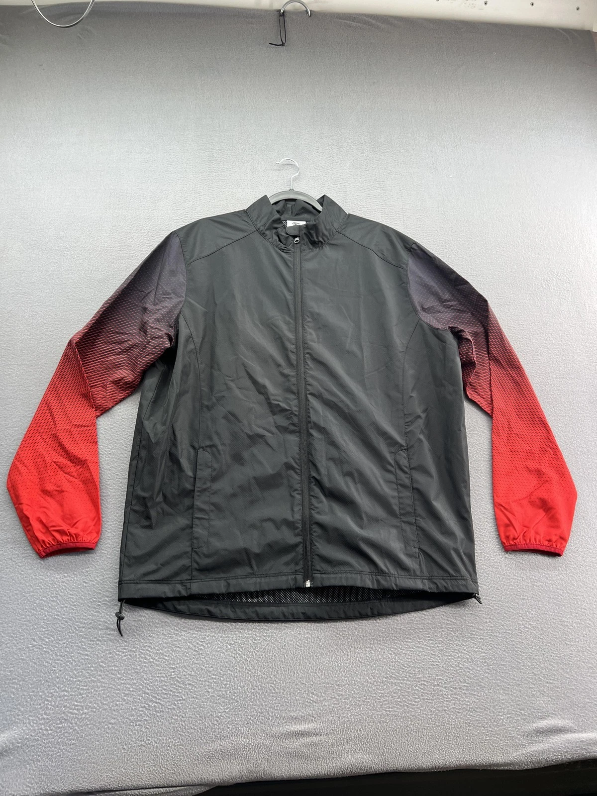 NFL ATLANTA FALCONS Mens Windbreaker Jacket XL Black Red Ombre Sleeves Full Zip