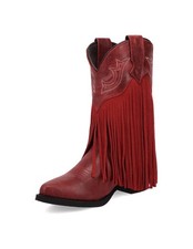 Dan Post Western Boots Girls Happy Trails Fringe Red DPC4021