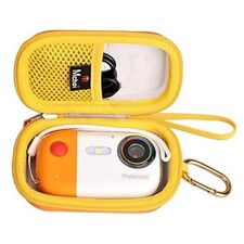 Hard Portable Case Fits for Polaroid Underwater Orange with Yellow Zipper
