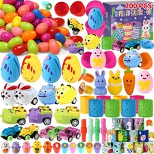 200 Pcs Bulk Prefilled Easter Eggs with Toys Filled Easter Eggs for Kids Stuf...