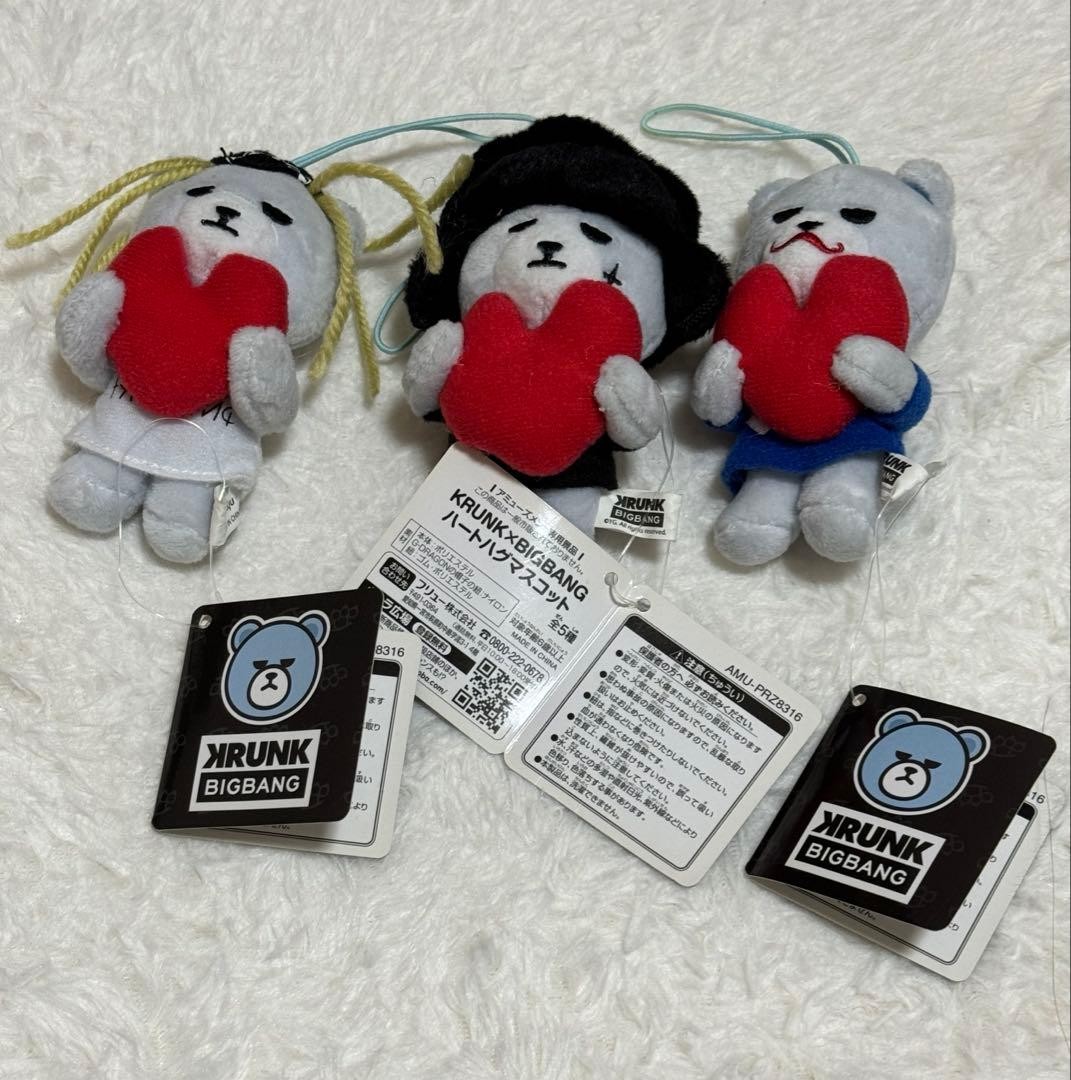 BIGBANG KRUNK ハートハグマスコット 5体セット KRUNK BIGBANG Mascot 3pc Set Heart Plush Toy Collectible Kpop