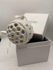 2011 Pandora Porcelain White Ball Christmas Ornament Unforgettable Moments w/Box